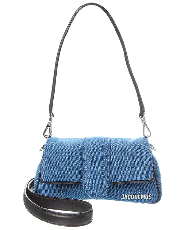 Women's Solid Color Pants-Jacquemus Le Petit Bambimou Denim & Leather Shoulder Bag