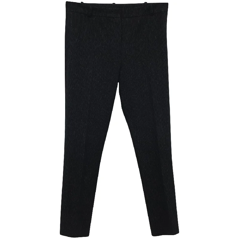 Women's Bell Bottom Pants-Joseph Gab Stretch Pinstripe Trousers in Black Viscose