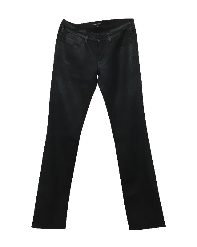 Women's Travel Pants-Karl Lagerfeld Stars Print Metallic Jeans in Black Cotton