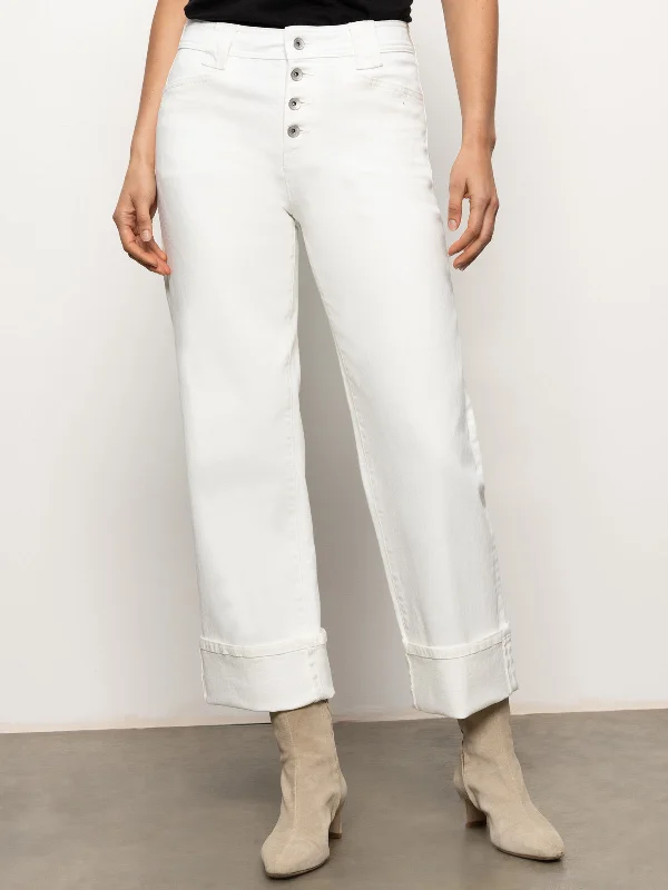 Women's Neon Pants-Luna Cuffed Jeans Bleached White