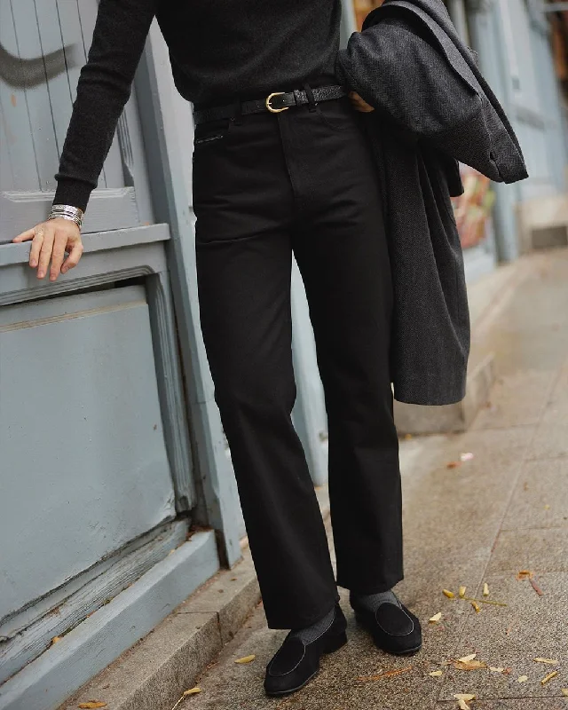 Women's Herringbone Pants-Luxire Selvedge: Black Jeans