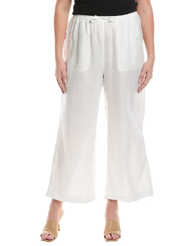 Women's Wide-Leg Pants-Marina Rinaldi Plus Rapido Linen Trouser