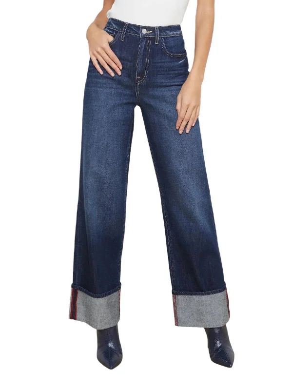 Women's Flight Pants-Miley Cuffed Wide Leg Jean In Denmark