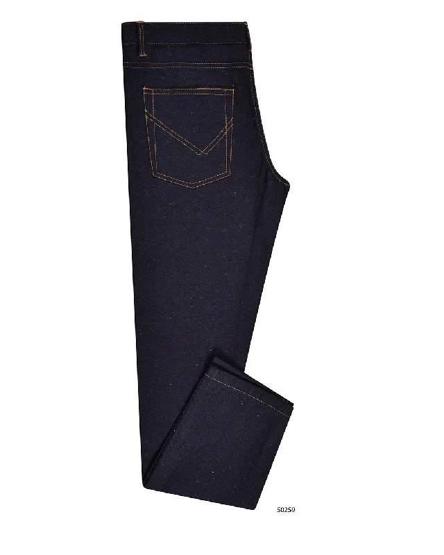 Women's Straight-Leg Pants-Denim: Navy Multicolor Speckled Jeans