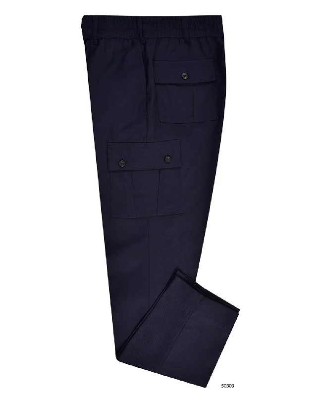 Women's Neon Pants-VBC - 4 Ply Tropical Wool: Navy Cargo Pant