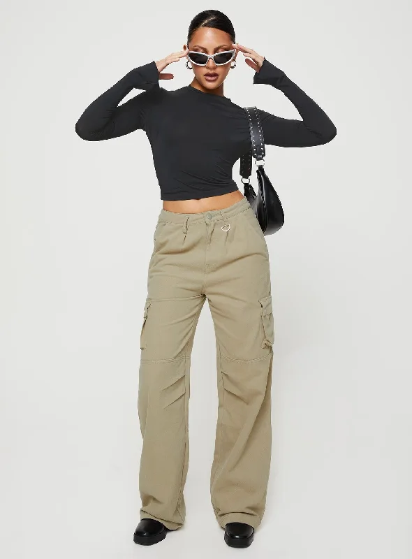 Women's Gaucho Pants-Paige Mid Rise Cargo Jean Sage