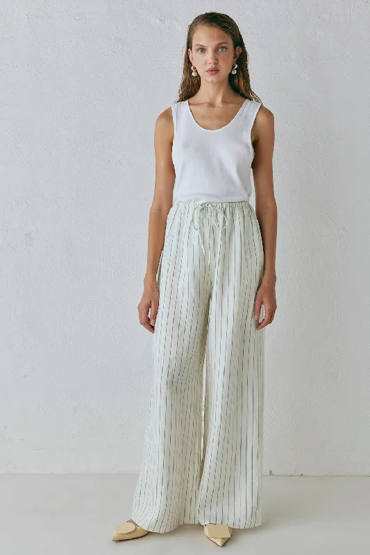 Women's Travel Pants-Raya Linen Pants Stripe