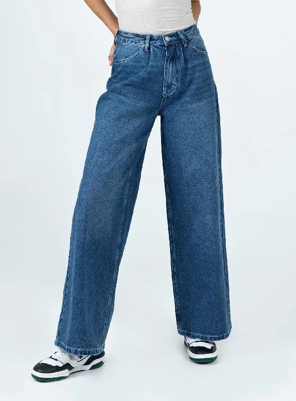 Women's Chalk Stripe Pants-Rediy Wide Leg Jean Denim