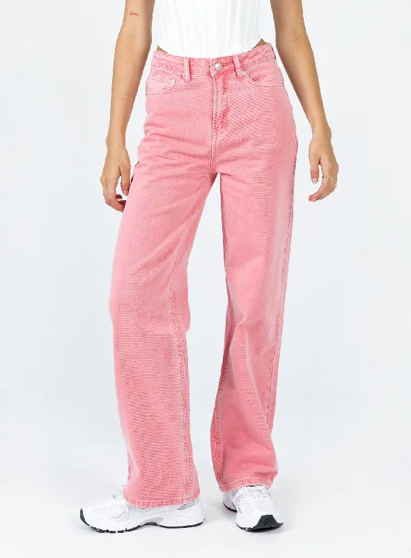 Women's Casual Leggings-Regina Mom Denim Jean Pink