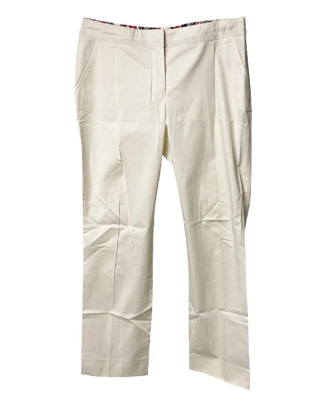 Women's Faded Pants-Salvatore Ferragamo White Trousers in White Silk