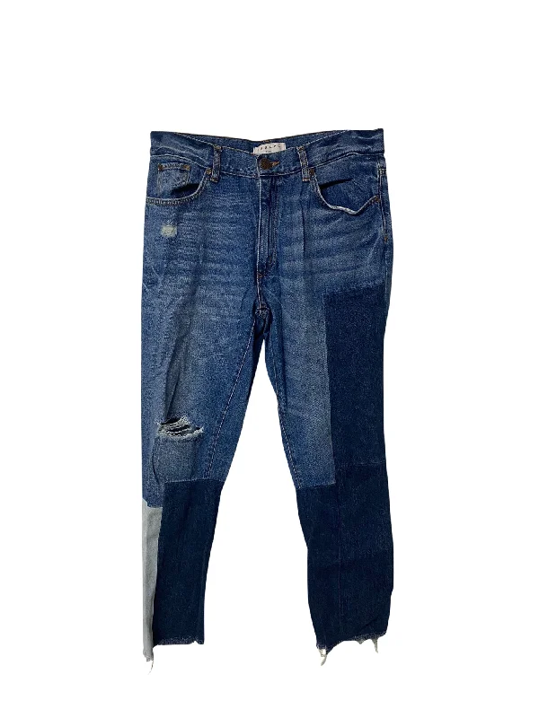 Women's Everyday Pants-Sandro Distressed Patchwork Jeans in Blue Cotton