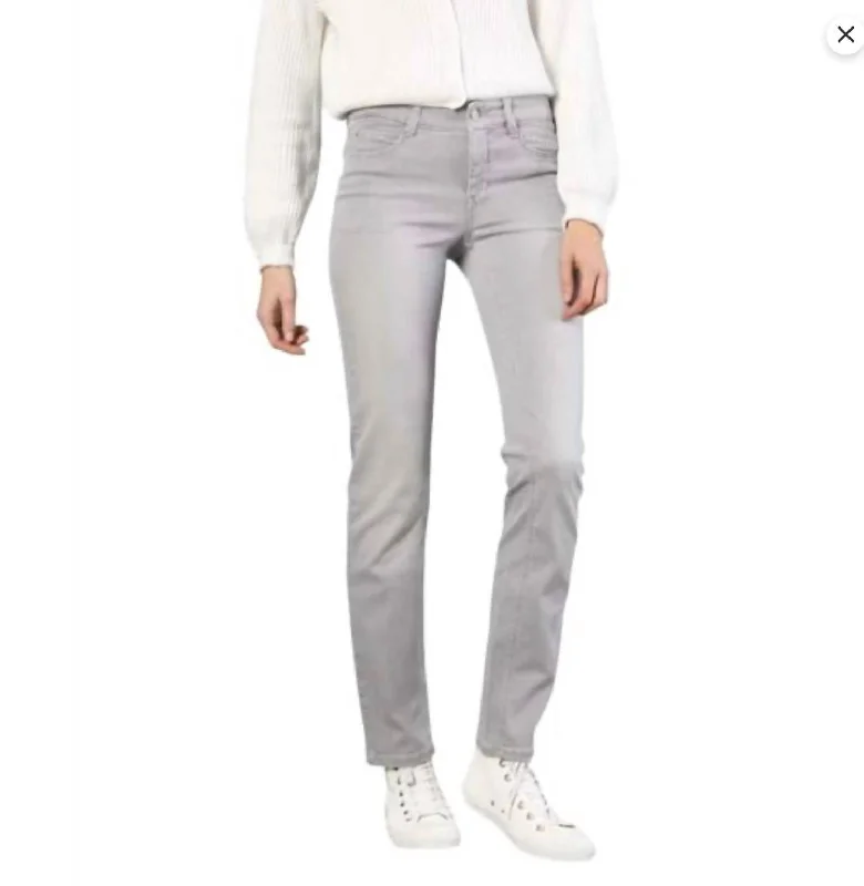 Women's Loose Fit Pants-Silver Dream Cotton Stretch Jeans