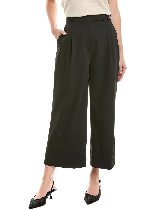 Women's Slit Hem Pants-St. John Kelly Twill Fine Pant