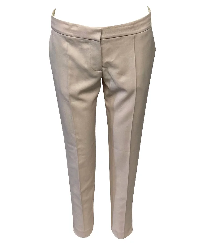 Women's Color Block Pants-Stella McCartney Slim Fit Trousers in Beige Cotton