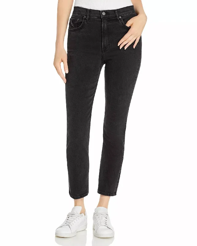 Women's Leather Pants-The Reed Skinny Jean In Black Rain