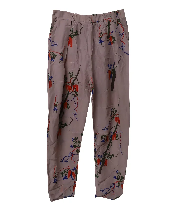 Women's Flare Leg Pants-Vivienne Westwood Anglomania New Realm Trousers in Pink Silk