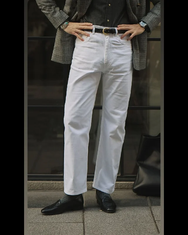 Women's Gaucho Pants-White Heavy Twill Jeans