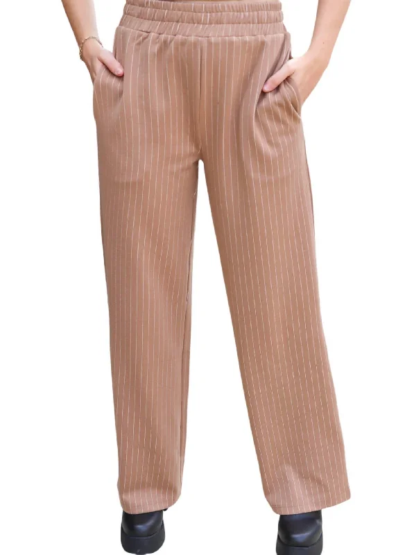 Women's Ribbed Pants-Women's Go With It Wide Leg Pants In Mocha