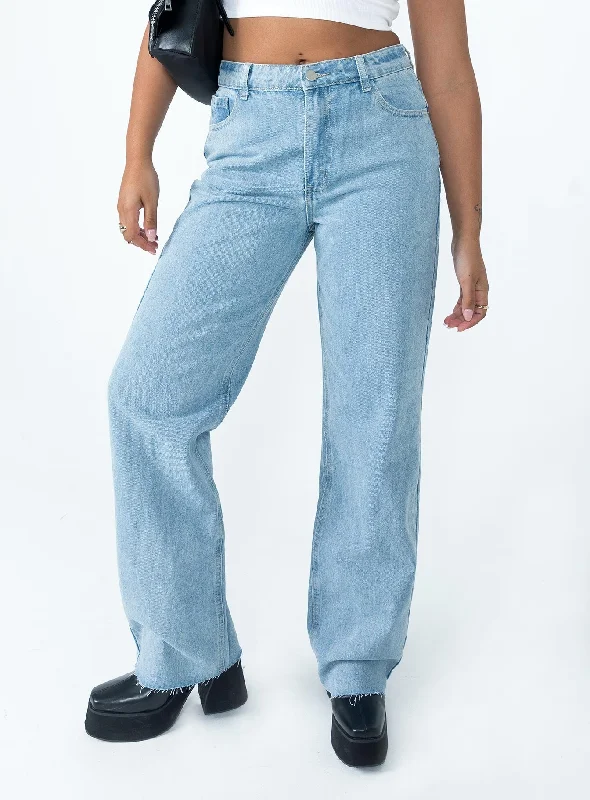 Women's Running Pants-Zappa Mid Waist Jean Denim