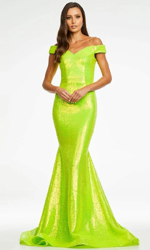 Women's Quartz Evening Dresses-Ashley Lauren 11109 - Iridescent Sequin Mermaid Prom Gown