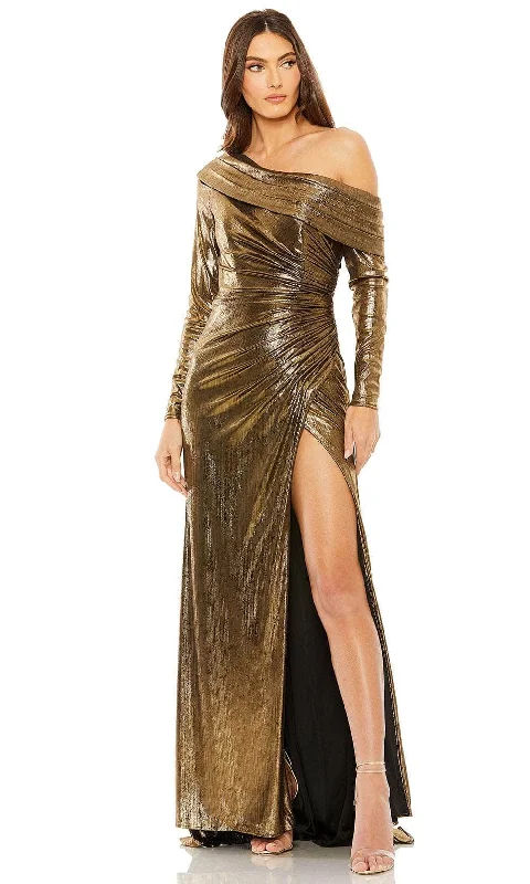 Women's Peridot Evening Gowns-Ieena Duggal 27175 - Metallic Long Sleeve Evening Gown