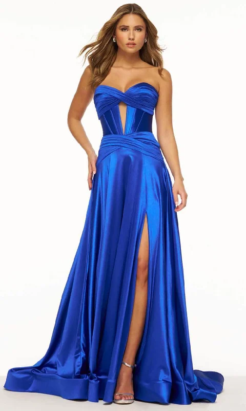 Women's Onyx Colored Evening Gowns-Sherri Hill 56396 - Strapless A-Line Dress